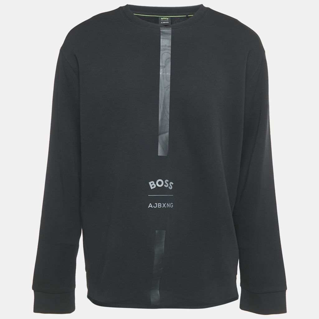 luxury-men-boss-by-hugo-boss-used-clothes-p1146144-007 Boss By Hugo Boss Black Printed Cotton Long Sleeve Salboa AJ T-Shirt XL