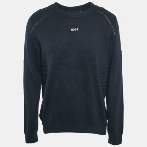 Boss By Hugo Boss Navy Blue Cotton Long Sleeve Rowler Jumper XL