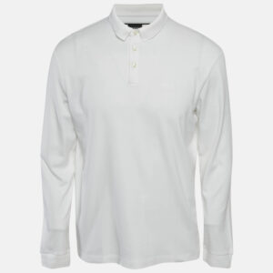 Boss By Hugo Boss White Cotton Long Sleeve Polo T-Shirt L