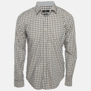 Boss By Hugo Boss Brown Checks Cotton Slim Fit Shirt M