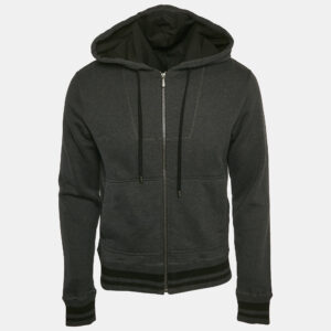 Bottega Veneta Black Cotton Knit Zip-Up Continuity Hoodie S