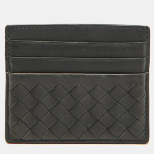 Bottega Veneta Dark Grey Intrecciato Leather Card Case