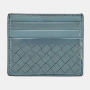 Bottega Veneta Light Blue Intrecciato Leather Card Holder