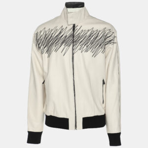 Bottega Veneta Cream Embroidered Leather Jacket S