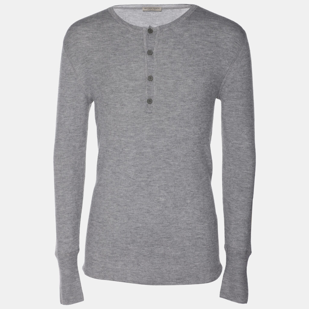 Bottega Veneta Cashmere Knit Henley Neck Full Sleeve T-Shirt L