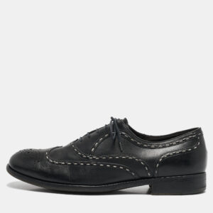 Bottega Veneta Black Leather Brogue Oxfords Size 43