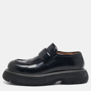 Bottega Veneta Black Brushed Leather Swell Loafers Size 46
