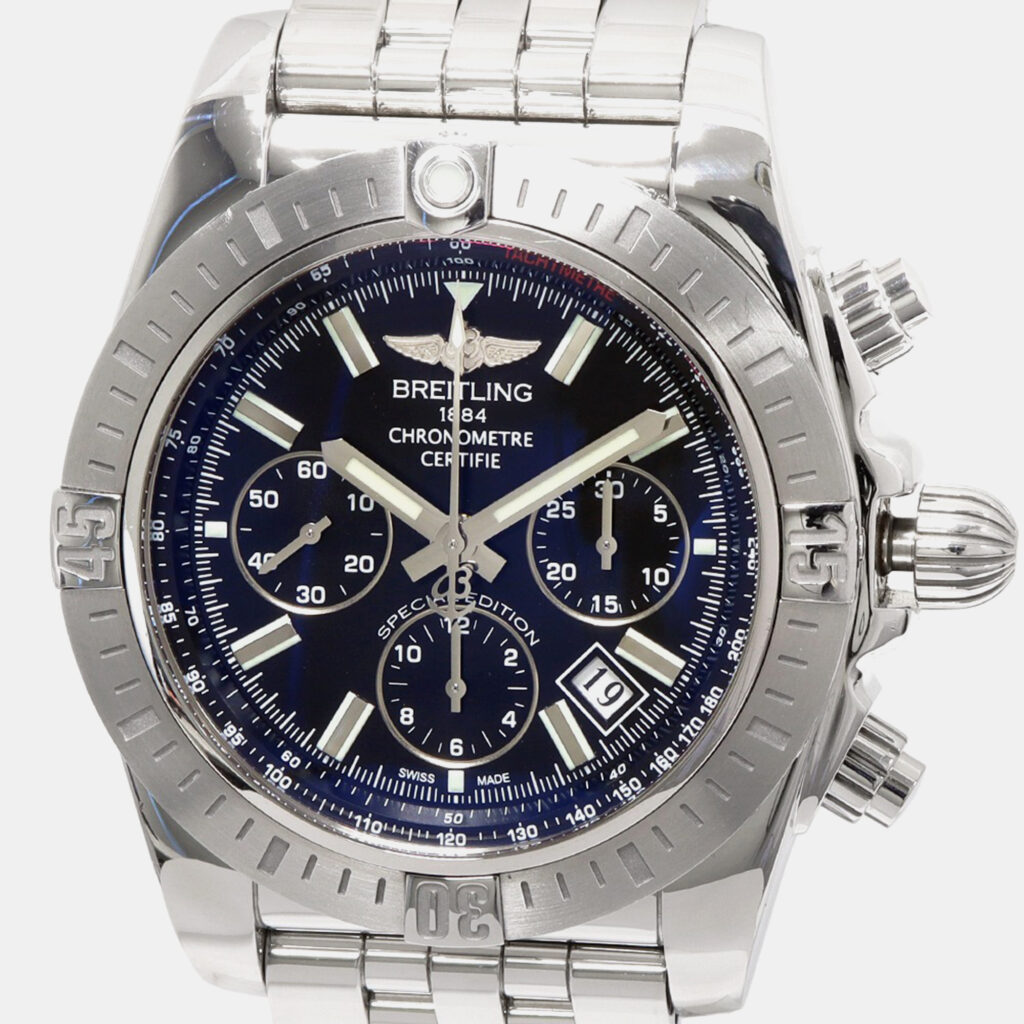 luxury-men-breitling-used-watches-p1069842-003 Breitling Black Stainless Steel Chronomat AB0115 Automatic Men's Wristwatch 44 mm