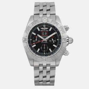 Breitling Black Stainless Steel Chronomat Blackbird A4436010/BB71SS Automatic Men's Wristwatch 44 mm