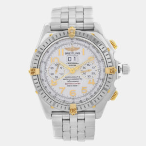 Breitling White 18k Yellow Gold Stainless Steel Crosswind B44356 Automatic Men's Wristwatch 44 mm