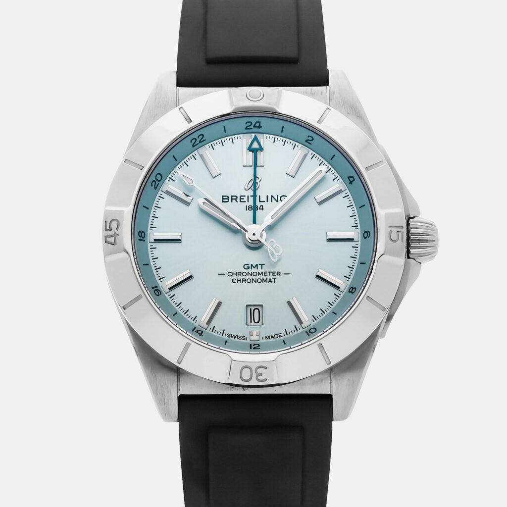 luxury-men-breitling-used-watches-p1134181-002 Breitling Chronomat P32398101C1S1 Automatic Stainless Steel Ice Blue Dial Men's Wristwatch 42mm