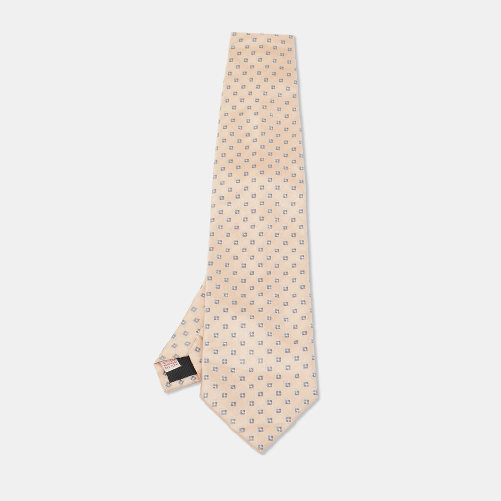 Brioni Peach/Grey Patterned Silk Traditional Tie