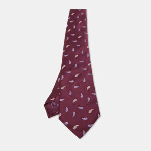 Brioni Burgundy Paisley Silk Traditional Tie