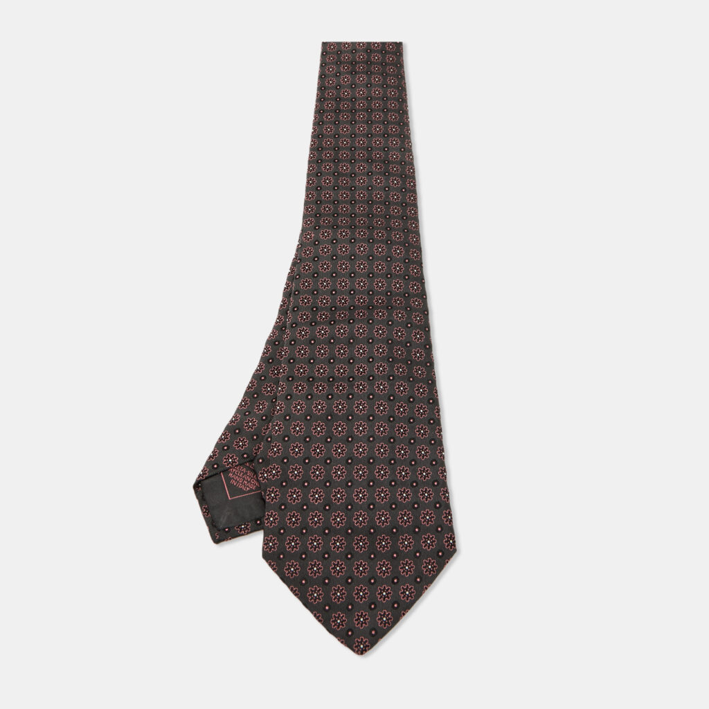 luxury-men-brioni-used-accessories-p1120639-001 Brioni Brown/Pink Floral Patterned Silk Traditional Tie