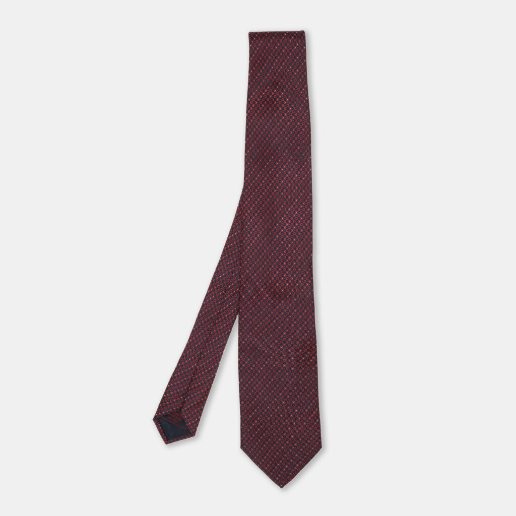 luxury-men-brioni-used-accessories-p1130206-001 Brioni Red/Navy Micro Diamond Motif Silk Tie
