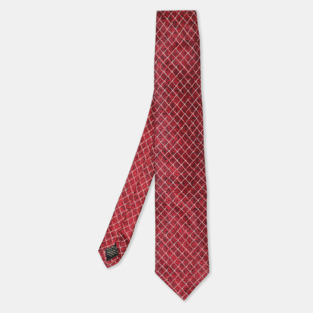 luxury-men-brioni-used-accessories-p1130362-005 Brioni Red Diamond Pattern Silk Tie