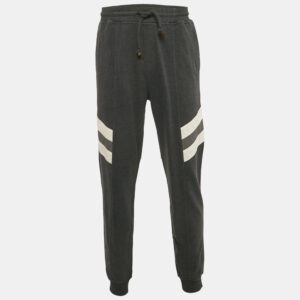 Brunello Cucinelli Grey Contrast Trimmed Joggers XL