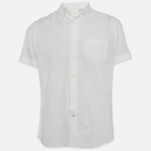 Brunello Cucinelli White Cotton Buttoned Half Sleeve Shirt L