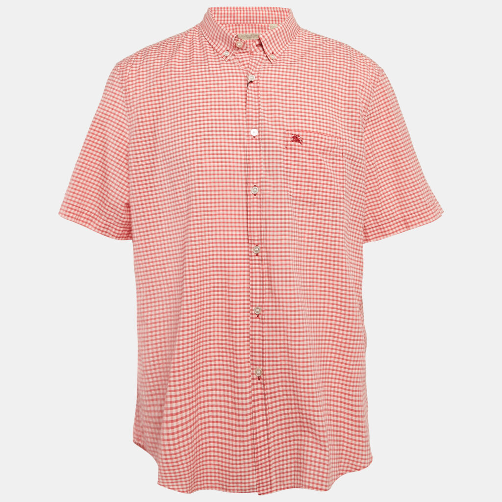 luxury-men-burberry-brit-new-clothes-p1128839-004 Burberry Brit Red Gingham Cotton Short Sleeve Button Down Shirt 3XL