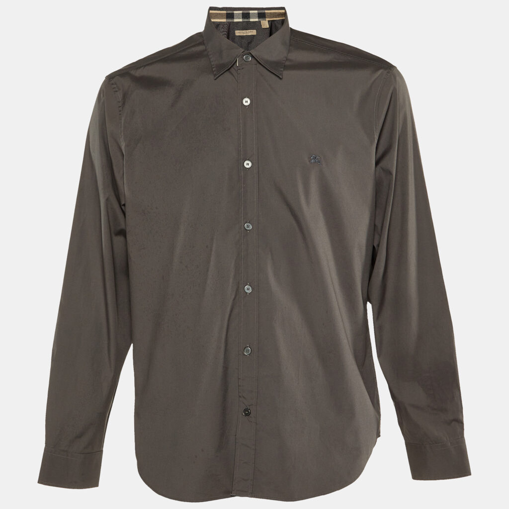 Burberry Brit Grey Cotton Button Front Shirt XL