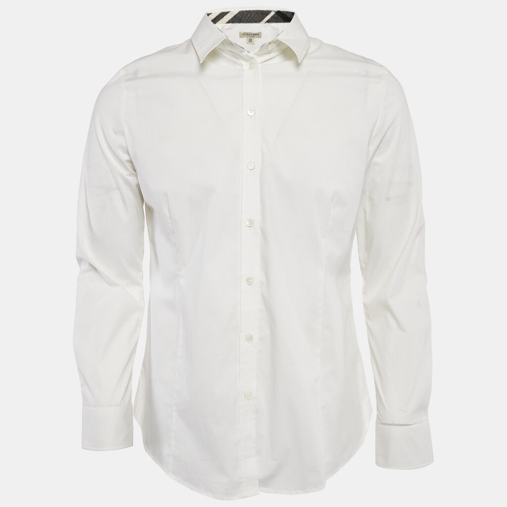 Burberry London White Cotton Button Front Shirt S