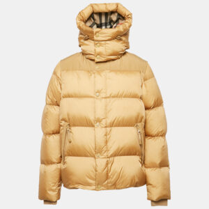 Burberry Brown Nylon Detachable Sleeve Hooded Puffer Jacket S