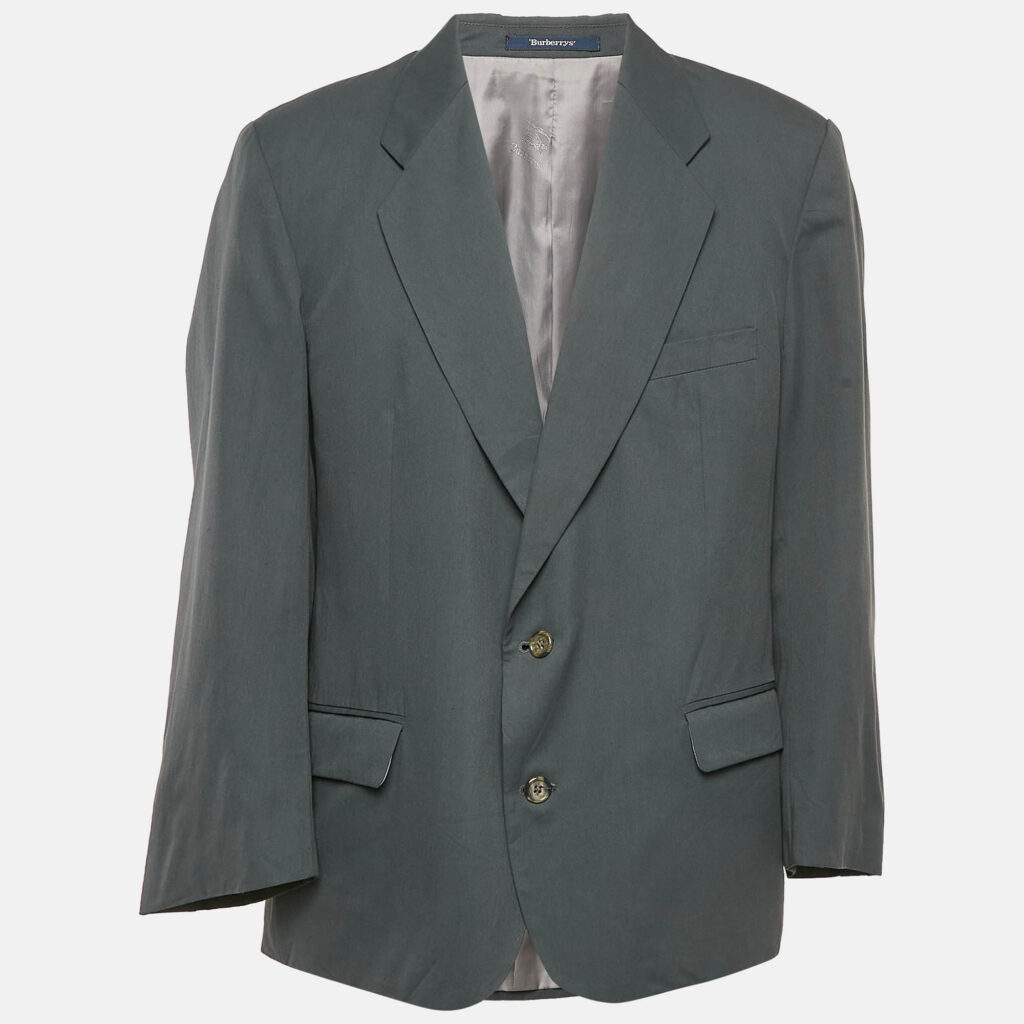 luxury-men-burberry-prorsum-used-clothes-p1110894-001 Burberry Prorsum Dark Grey Gabardine Single Breasted Blazer XXXL