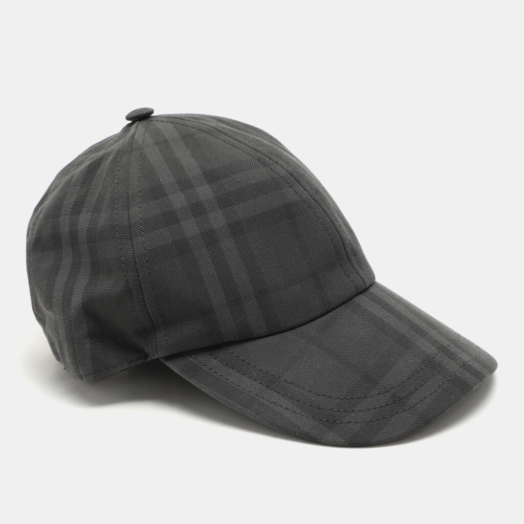 luxury-men-burberry-used-accessories-p1062931-001 Burberry Grey Smoked Check Canvas Baseball Cap
