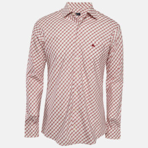 Burberry Red Checked Cotton Long Sleeve Shirt M