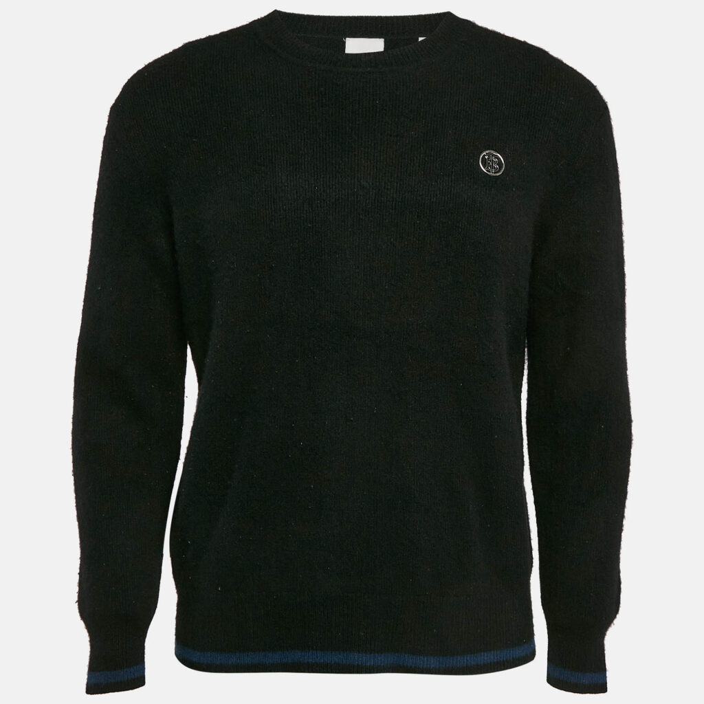 luxury-men-burberry-used-clothes-p1082071-001 Burberry Black Monogram Motif Cashmere & Cotton Knit Sweater S