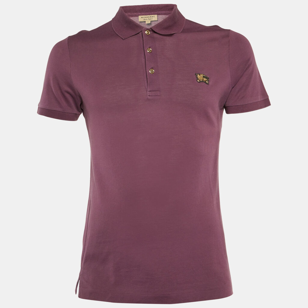 luxury-men-burberry-used-clothes-p1099575-003 Burberry Purple Cotton Pique Polo T-Shirt S