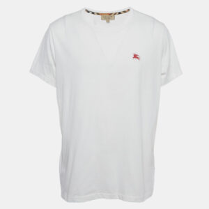 Burberry White Cotton Round Neck T-Shirt XXL
