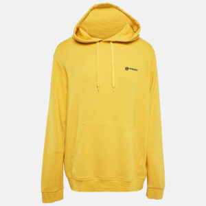 Burberry Yellow Logo Emboss Print Cotton Robson Hooded Sweatshirt L