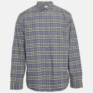 Burberry Blue Checks Cotton Long Sleeve Shirt XXXL