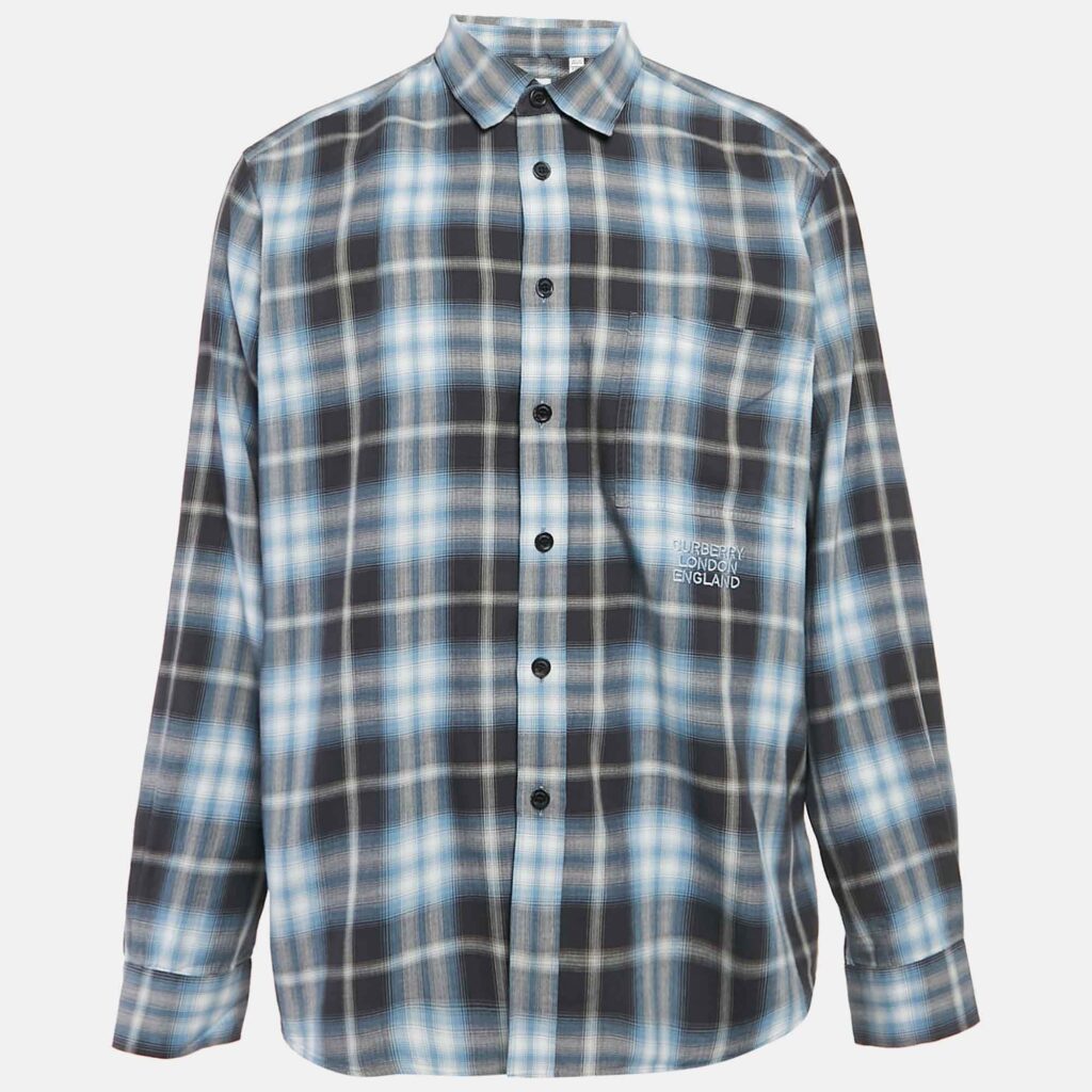 Burberry Blue Check Cotton Button-Down Shirt XXXL