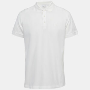 Burberry White Cotton Pique Polo T-Shirt L