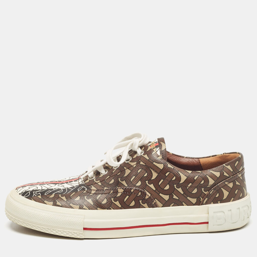 luxury-men-burberry-used-shoes-p1032279-001 Burberry Brown Canvas Lace Up Sneakers Size 41