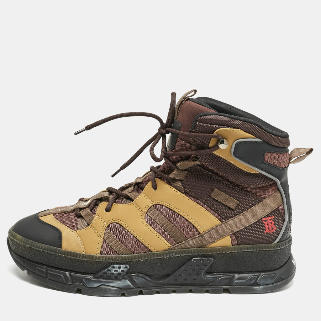 luxury-men-burberry-used-shoes-p1159570-001 Burberry Multicolor Mesh and Nubuck Leather Union Boots Size 43