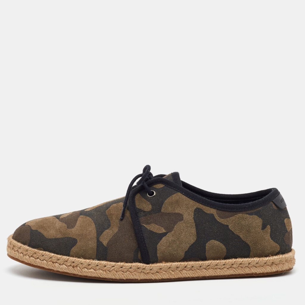 luxury-men-burberry-used-shoes-p1163584-003 Burberry Multicolor Camouflage Print Suede Carlson Lace Up Espadrille Flats Size 43