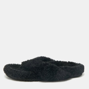Burberry Black Shearling Furnival Flats Size 43