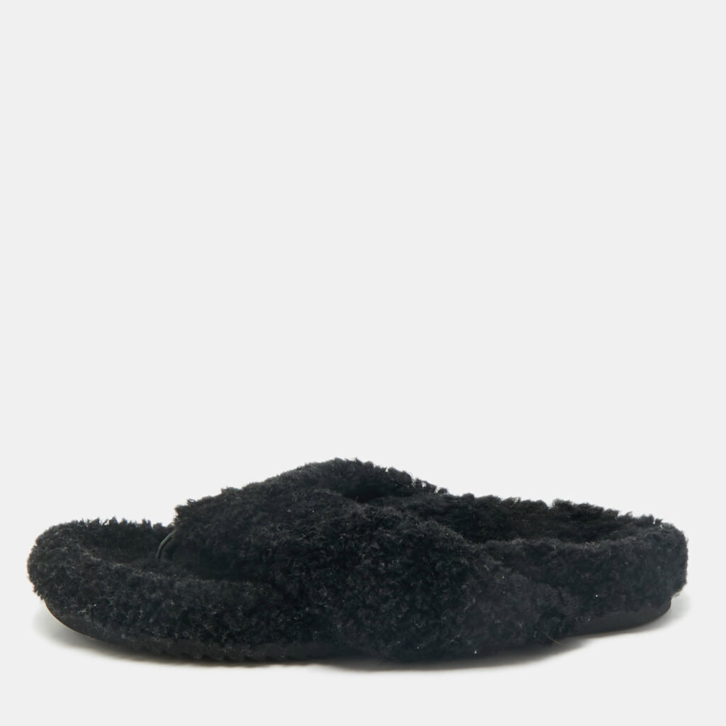 luxury-men-burberry-used-shoes-p1167748-001 Burberry Black Shearling Furnival Flats Size 43