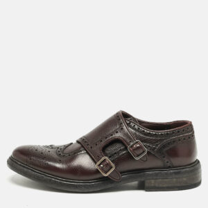 Burberry Burgundy Leather Delmar Monk Strap Brogues Size 41