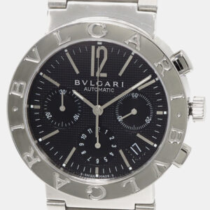 bvlgari black stainless steel diagono bb38ssch automatic men's wristwatch 38 mm