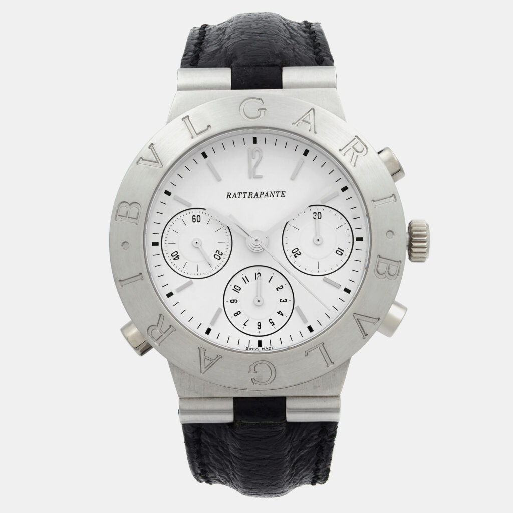 Stacked from 19 images. Method=A (R=8,S=4) Bvlgari White Platinum Diagono Rattrapante CH 40 GL Automatic Men's Wristwatch 40mm