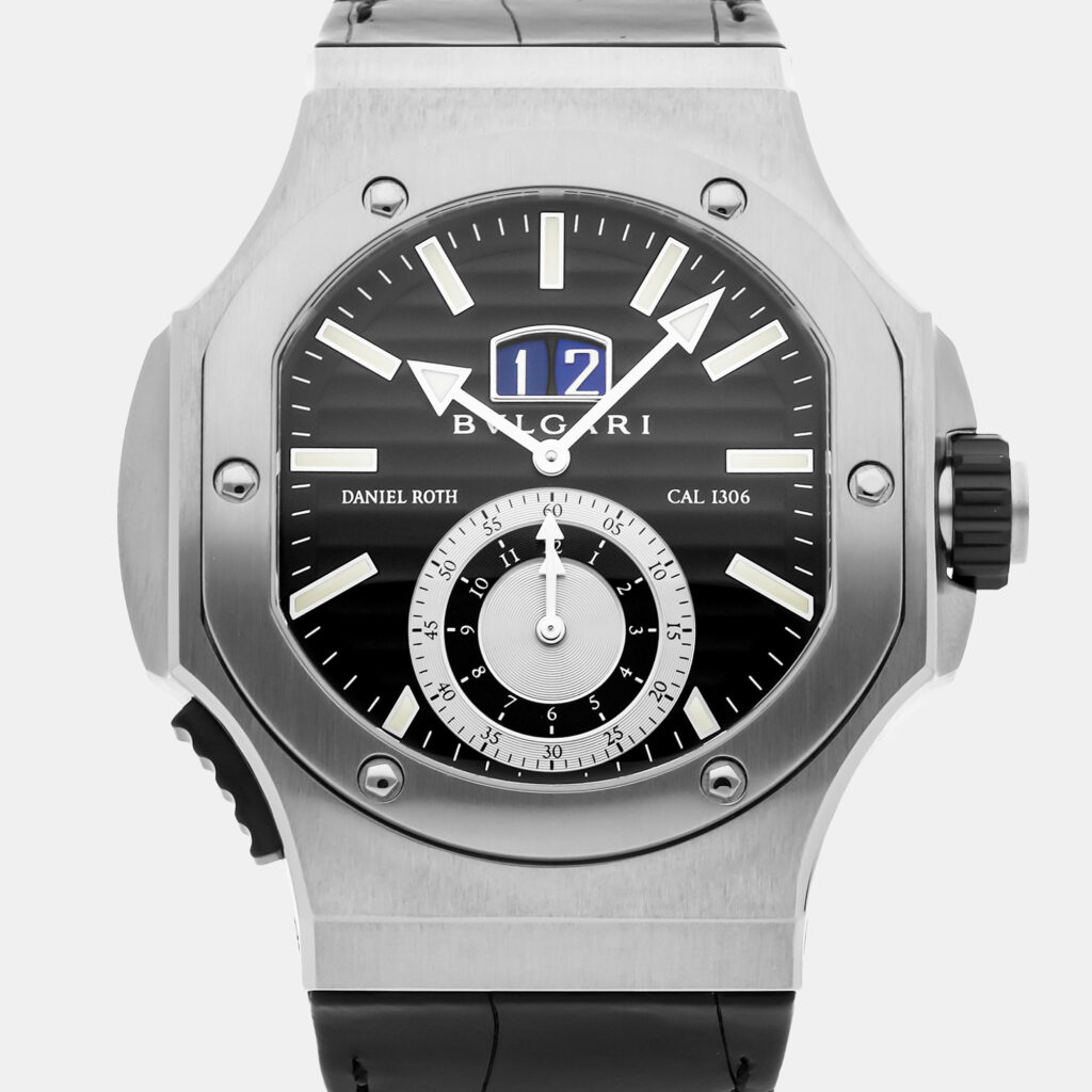luxury-men-bvlgari-used-watches-p1143116-005 Bvlgari Daniel Roth Endurer Chronosprint BRE56BSLDCHS Automatic Stainless Steel Black Dial Men's Wristwatch 56mm