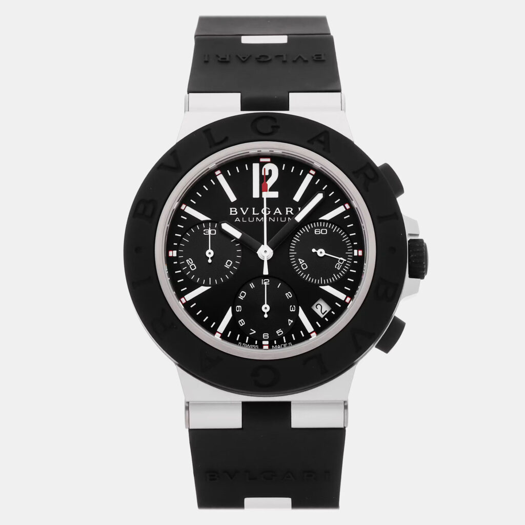 luxury-men-bvlgari-used-watches-p1148735-002 Bvlgari Bvlgari-Bvlgari Aluminium Chronograph 103868 Automatic Aluminium Black Dial Men's Wristwatch 40mm