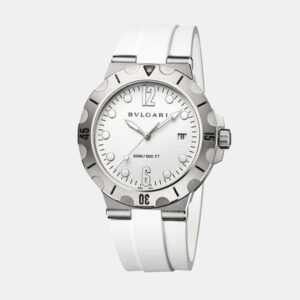 Bvlgari White Stainless Steel Diagono 102733 Automatic Men's Wristwatch 41 mm