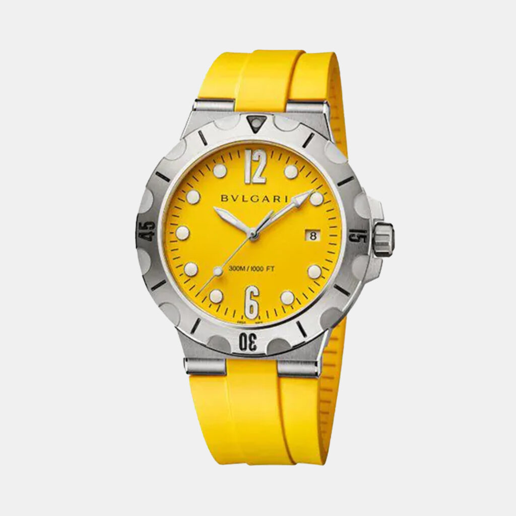 luxury-men-bvlgari-used-watches-p1152803-001 Bvlgari Yellow Stainless Steel Diagono 102788 Automatic Men's Wristwatch 41 mm