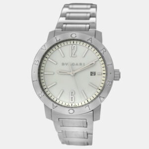 Bvlgari White Stainless Steel BB 41 S Automatic Men's Wristwatch 41 mm