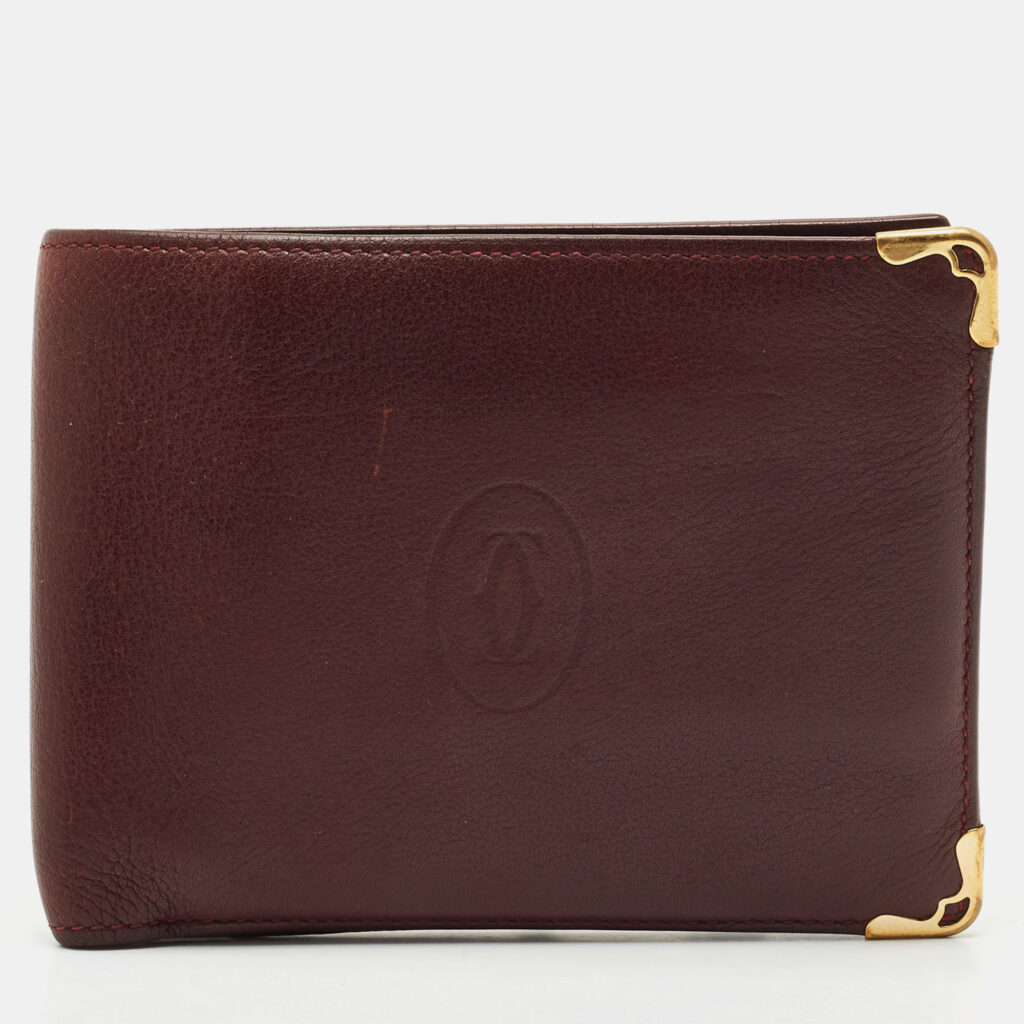luxury-men-cartier-used-bags-p1155091-007 Cartier Burgundy Leather Le Must De Cartier Bifold Wallet